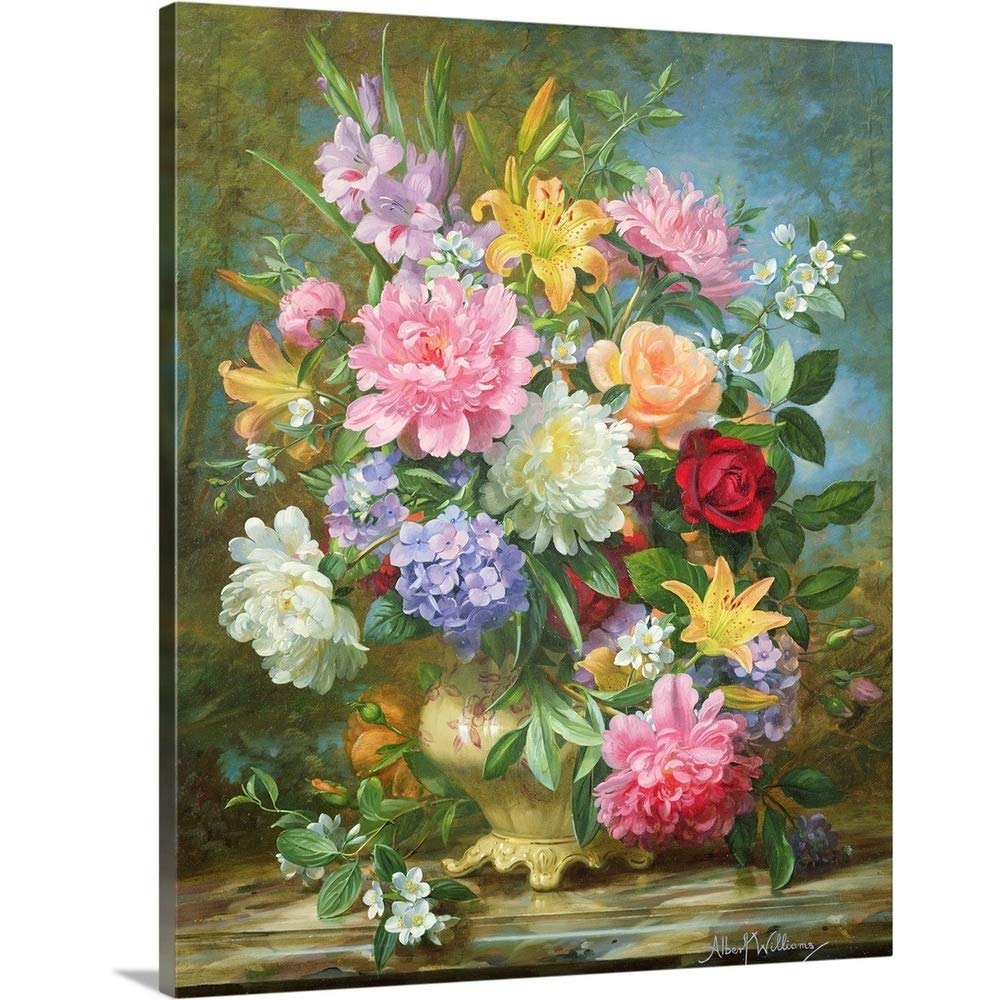CANVAS ON DEMAND Peonies and Mixed Flowers Canvas Wall Art Print by Albert Williams, Classic, Home Decor, Floral, Flowers, Artwork,36" x45in