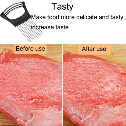 Assistant Slicers Stainless Steel Vegetable Rack Slicers Meat Slicers Onion Peeler, Potato Cutter Slicer, Vegetable Helper, Stainless Steel Fork Slicing, Kitchen Tool Cutting Chopper