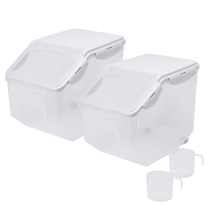 HANAMYA 10 Liter / 20 lbs Rice Storage Container with Measuring Cup, BPA free, For Rice | Grain | Pet Food | Flour, 2 counts, Clear