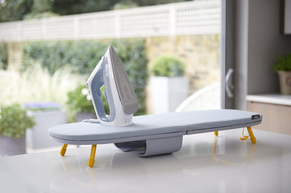 Joseph Joseph Pocket Max Portable Folding Tabletop Ironing Board, 35" Surface, Integrated Iron Storage Hook, Compact Design