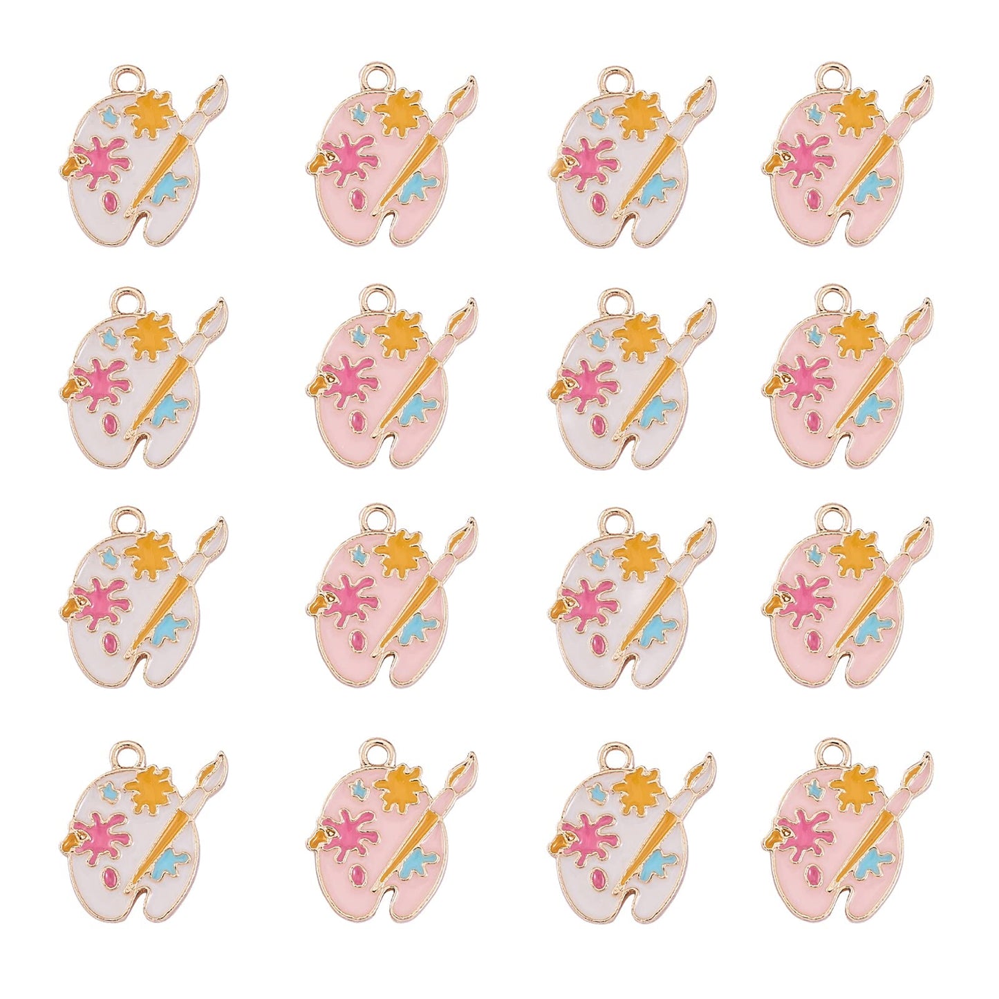 DanLingJewelry 40pcs 2 Colors Enamel Palette Cute Artist Paint Palette Dangle Charms with Loop for DIY Jewelry Making