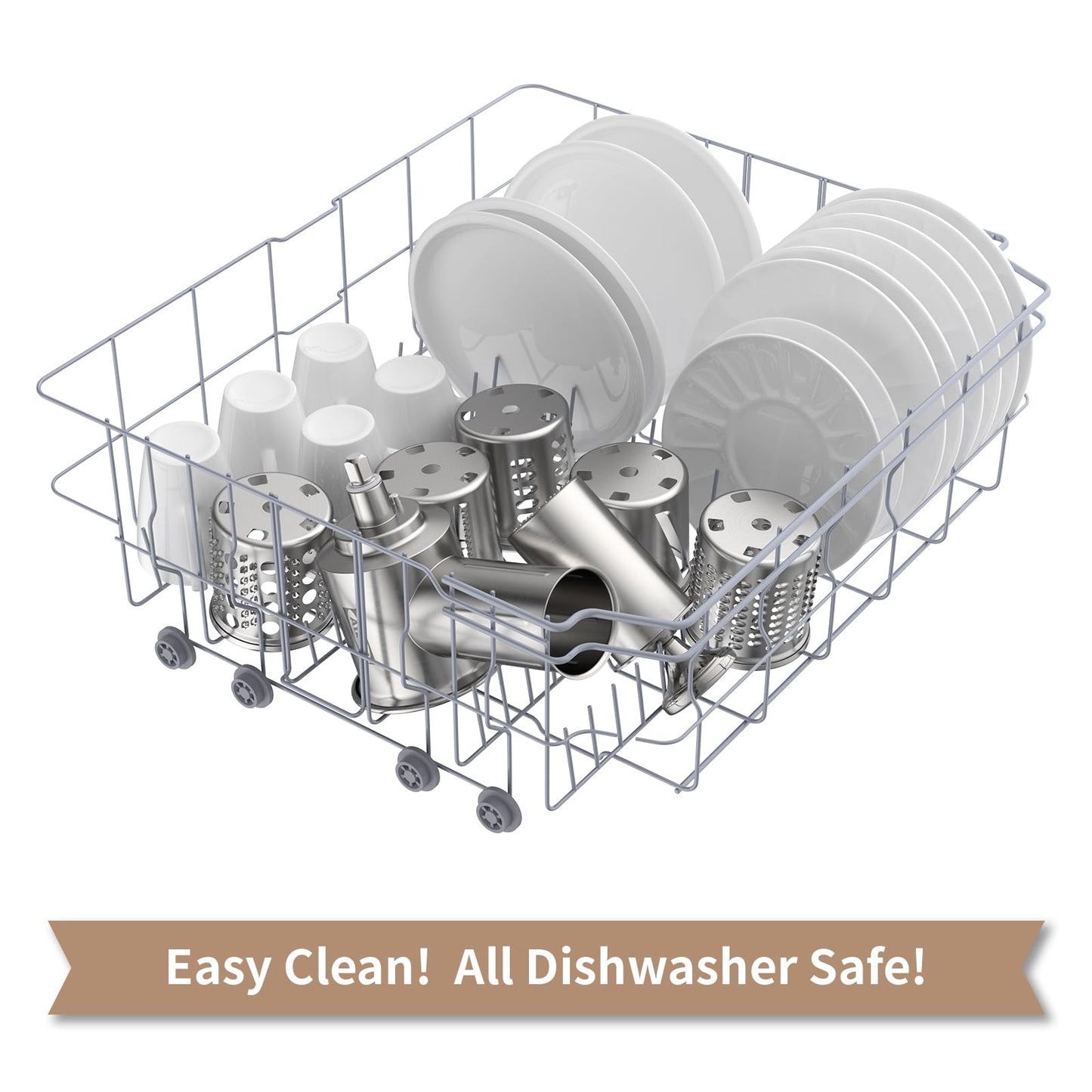 Stainless Steel Slicer Shredder Attachment for KitchenAid Stand Mixer, Cheese Grater Attachment for KitchenAid with 5 Blades, Dishwasher Safe