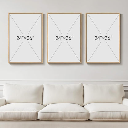 Skiennix Large Framed Sage Green Abstract Landscape Wall Art - 3 Piece Modern Canvas Prints | 24x36 In for Living Room, Office & More
