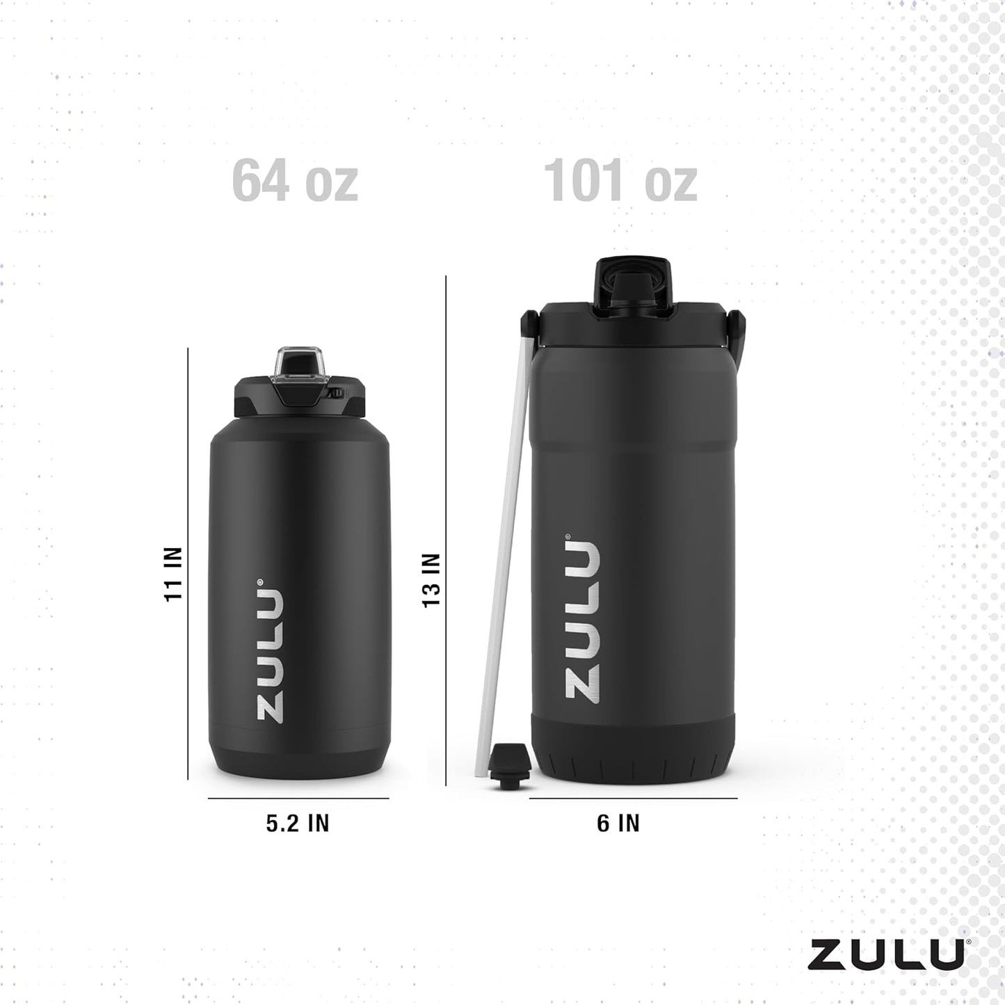 ZULU Goals Vacuum Insulated Large Capacity Stainless Steel Water Bottle | Reusable Jug with Carry Handle