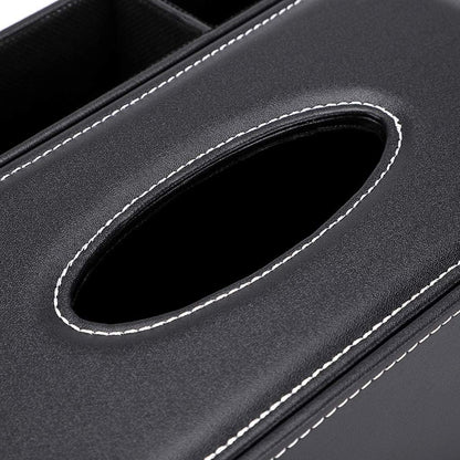 PU Leather Tissue Box Cover, Multifunctional Holder with Stationery Remote Control Box, Elegant Home Napkin Holder