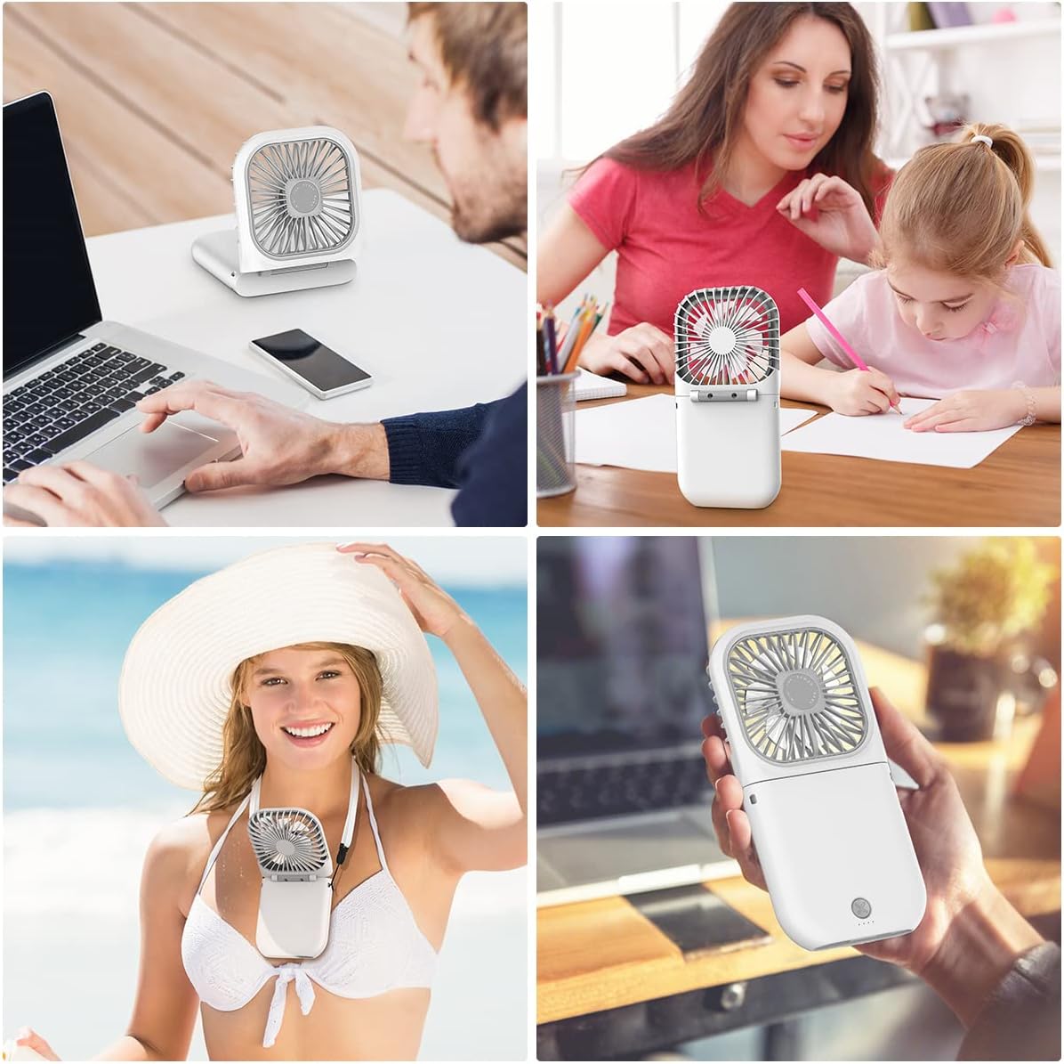 AICase Handheld Portable Mini Fan, 3000mAh USB Rechargeable, 3 Speed Adjustable, Neck Lanyard