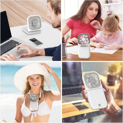 AICase Handheld Portable Mini Fan, 3000mAh USB Rechargeable, 3 Speed Adjustable, Neck Lanyard
