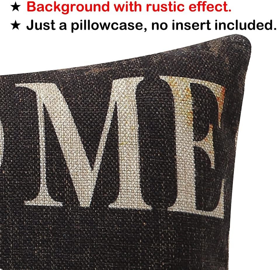 TRENDIN Decorative Throw Pillow Cover 20x12 inch Rustic Look Black Welcome to Our Porch Cushion Case