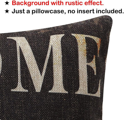 TRENDIN Decorative Throw Pillow Cover 20x12 inch Rustic Look Black Welcome to Our Porch Cushion Case