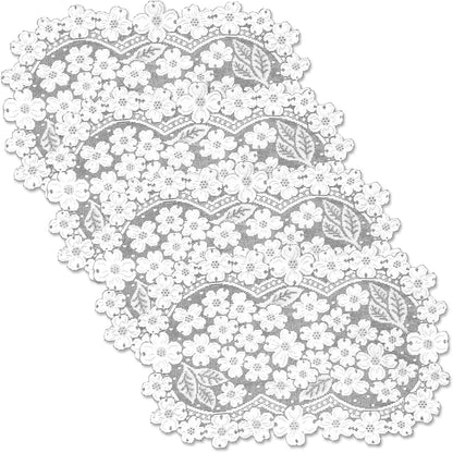 Heritage Lace Dogwood 14x19 White Placemat - Set of 4
