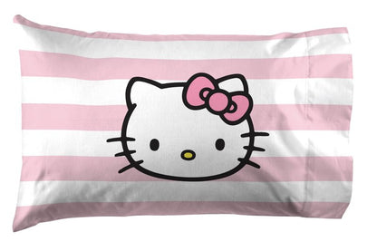 Jay Franco Sheet Set with Fitted, Flat Sheets & Pillow Cover - Ultra-Soft Bedding with Pillowcase for Room Decor, Multi - Hello Kitty, 4 Piece King