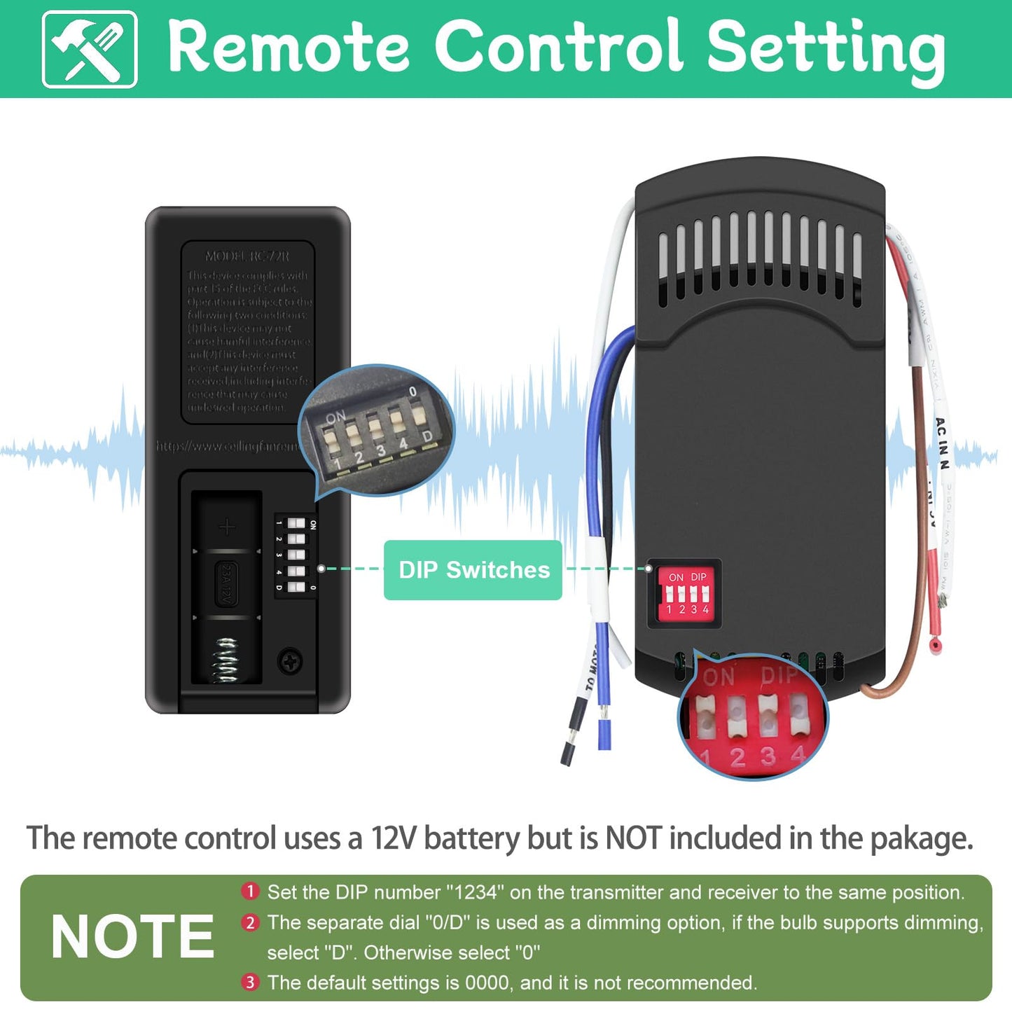 Hampton Bay Ceiling Fan Remote, Universal Ceiling Fan Remote Control Kit, 3-Speed, Light Dimmer, Time Delay, Replacement for Hampton Bay Home Decorators Collection Hunter KUJCE10318, 2AAZPHD3/HD3
