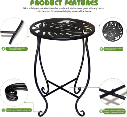 Aonagi 15" 8" 2pcs) Tall Metal Plant Stand, Wide Round Plant Stand for Flower Pot Rustproof Iron Plant Holder