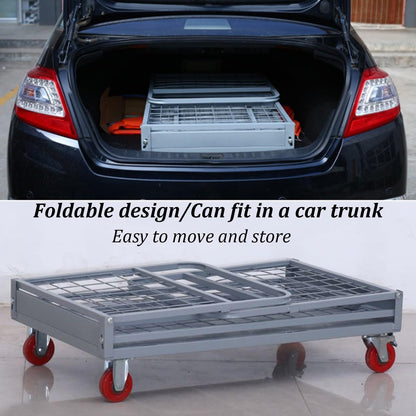Heavy Duty Platform Truck Cart with Cage, Extra Large Foldable Push Cart, 2200LBS Capacity, for Warehouses Storage