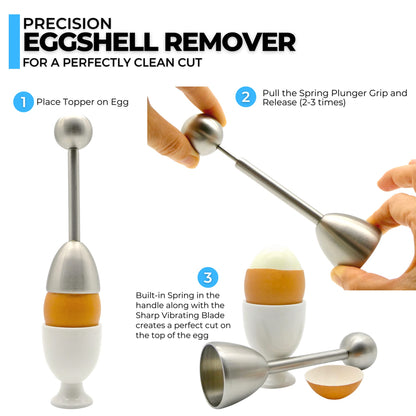 ICO Stainless Steel Egg Toppers - Perfect Opener for Soft & Hard Boiled Eggs - Pack of 2