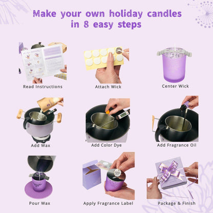RU HANDMADE DIY Candle Making Kit for Adults – Soy Wax Candle Kit for Beginners, Make 7 Full-Size Candles with 7 Gift Boxes, 1120g Wax, 7×10ml Fragrance Oils, 4 Glass 7oz Jars & 3 Tins