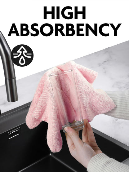 Fantasticlean Microfiber Cleaning Cloth Roll -75 Pack, Tear Away Microfiber Towels, 12" x 12", Reusable, Washable, Scratch Free, Ultra Absorbent Dishcloth for All-Around Cleaning Supplies (Pink)
