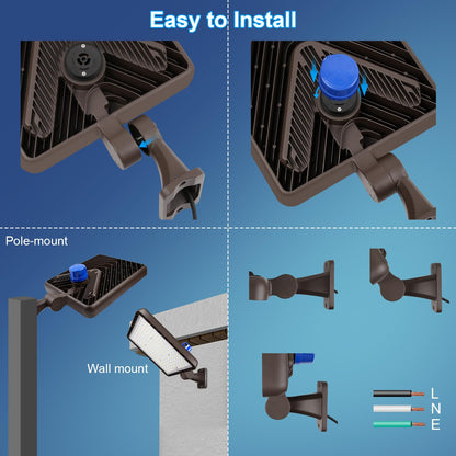 ledmo 480W LED Parking Lot Light, Dusk to Dawn Outdoor Commercial Area Lighting, IP65 Exterior 5000K 72000LM Super Bright Security Flood Light Heavy Duty 2 Pack
