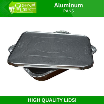 Green Direct Disposable Aluminum Foil Baking Pans with Lids - Half Size (9 x 13 inch) - Pack of 10