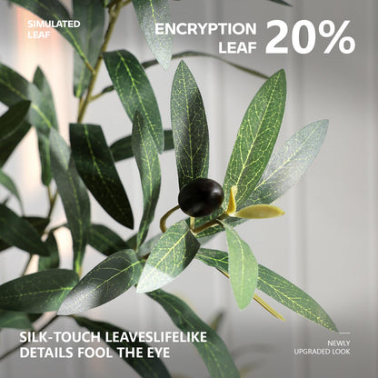 VeriNatural Artificial Olive Tree 8FT Faux Plant Home Decor - Large White Pot with Lifelike Silk Leaves, UV Resistant & No Maintenance - Indoor Outdoor Fake Tree for Modern Office Living Room,VN206