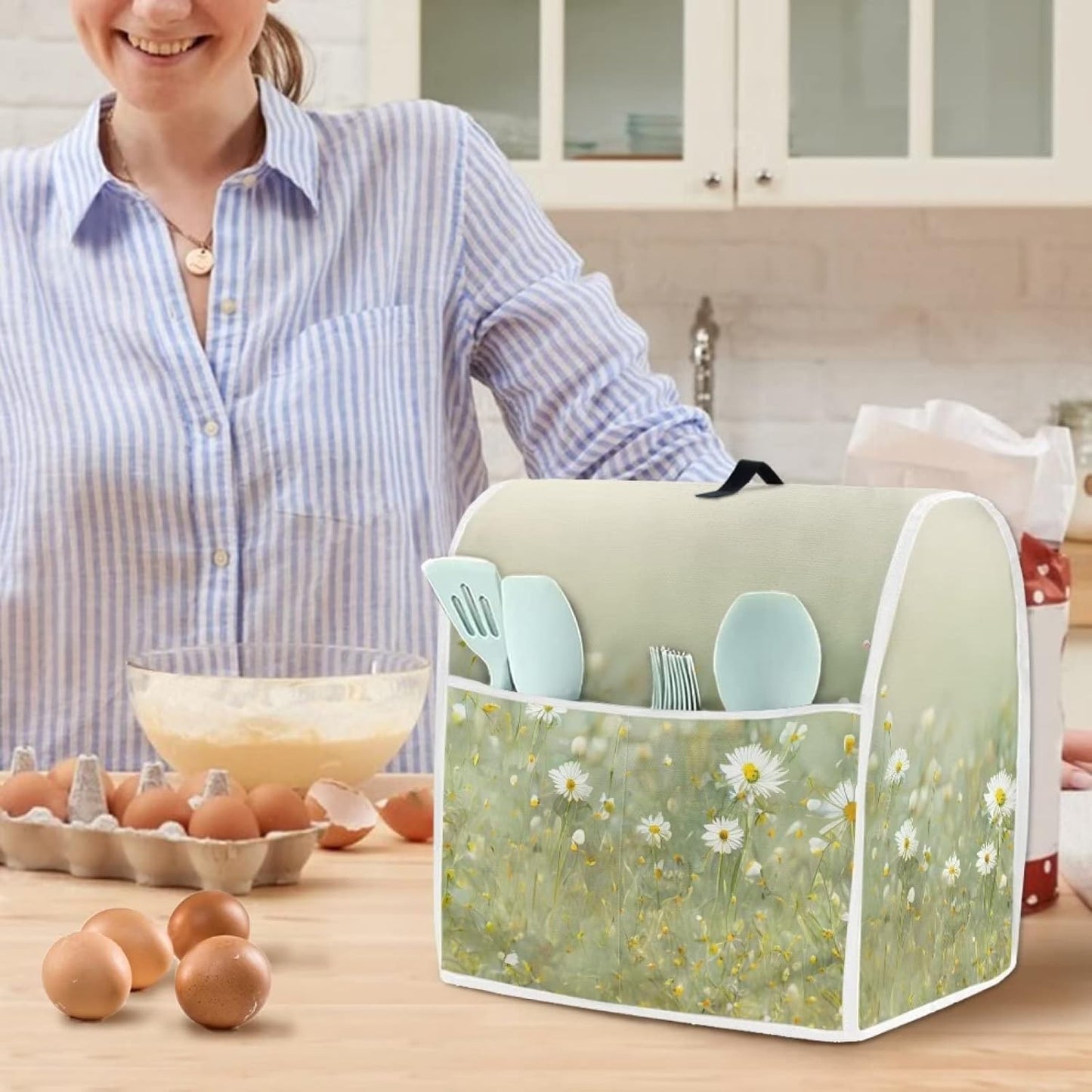Realistic Daisy Print Stand Mixer Covers, Washable Kitchen Appliance Cover for Tilt Head and Bowl Lift Models
