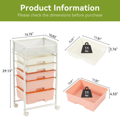 Rolling Craft Cart with 5 Drawers, Art Craft Organizers and Storage with Lockable Wheels, Rolling Utility Cart for Organizing Arts and Crafts,Yarn,Toy, School Supplies, Nail Product, Sewing Supplies
