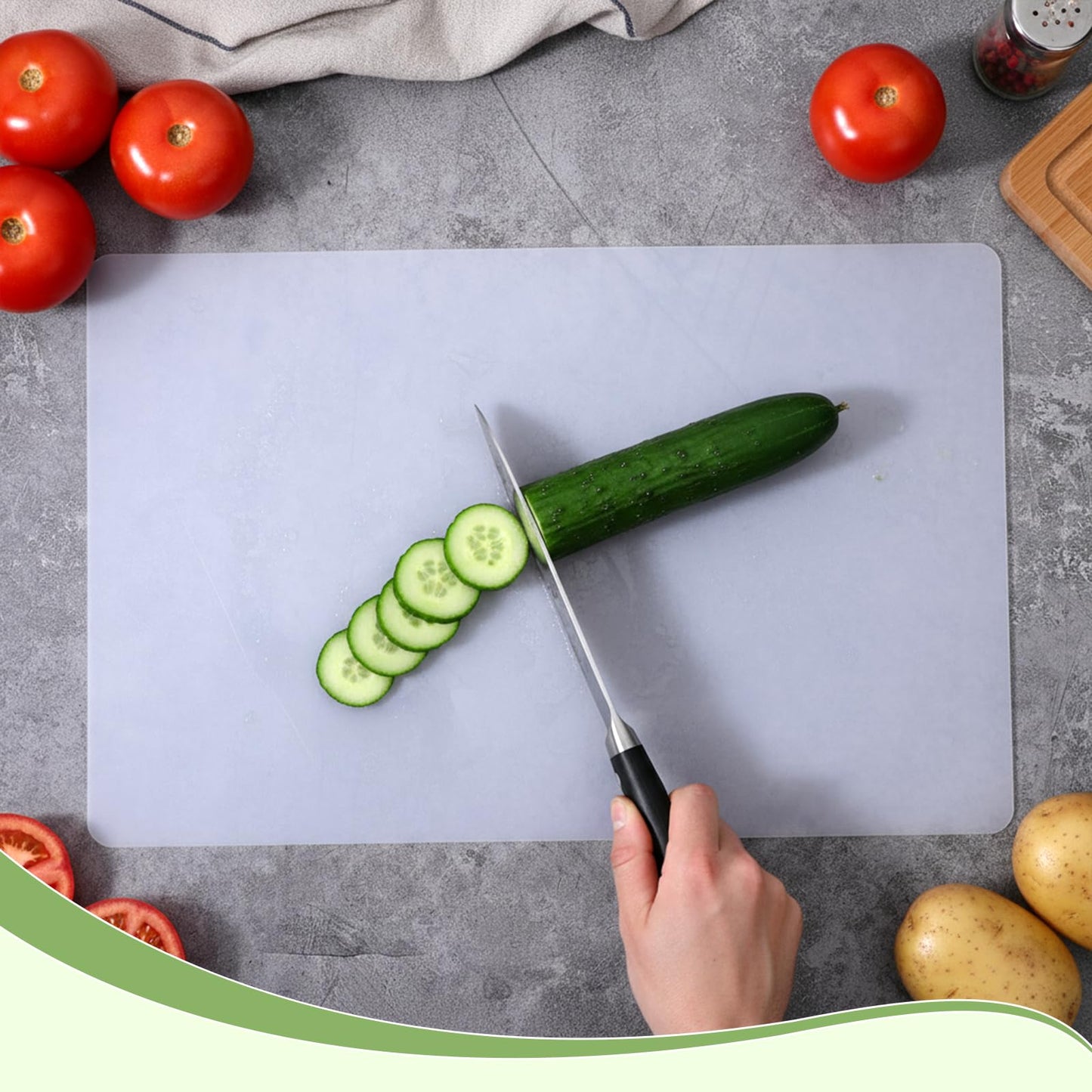 Oqqlin 15 Pcs Flexible Plastic Cutting Mats, 17 x 11 Inch Clear Plastic Cutting Board Mats Wipeable Frosted Placemats for Kitchen, Cooking, Table, Writing