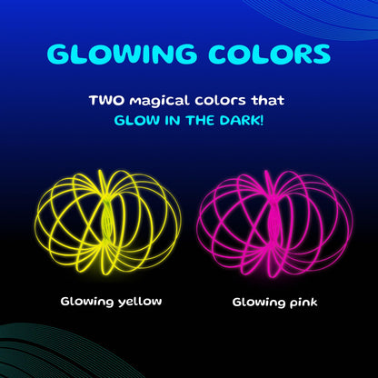 Mozi Glozi Geometric Magic Flow - Easy to Use 3D Spiral Toy, Glowing Spinning Bracelet for Children and Adults (Pink)