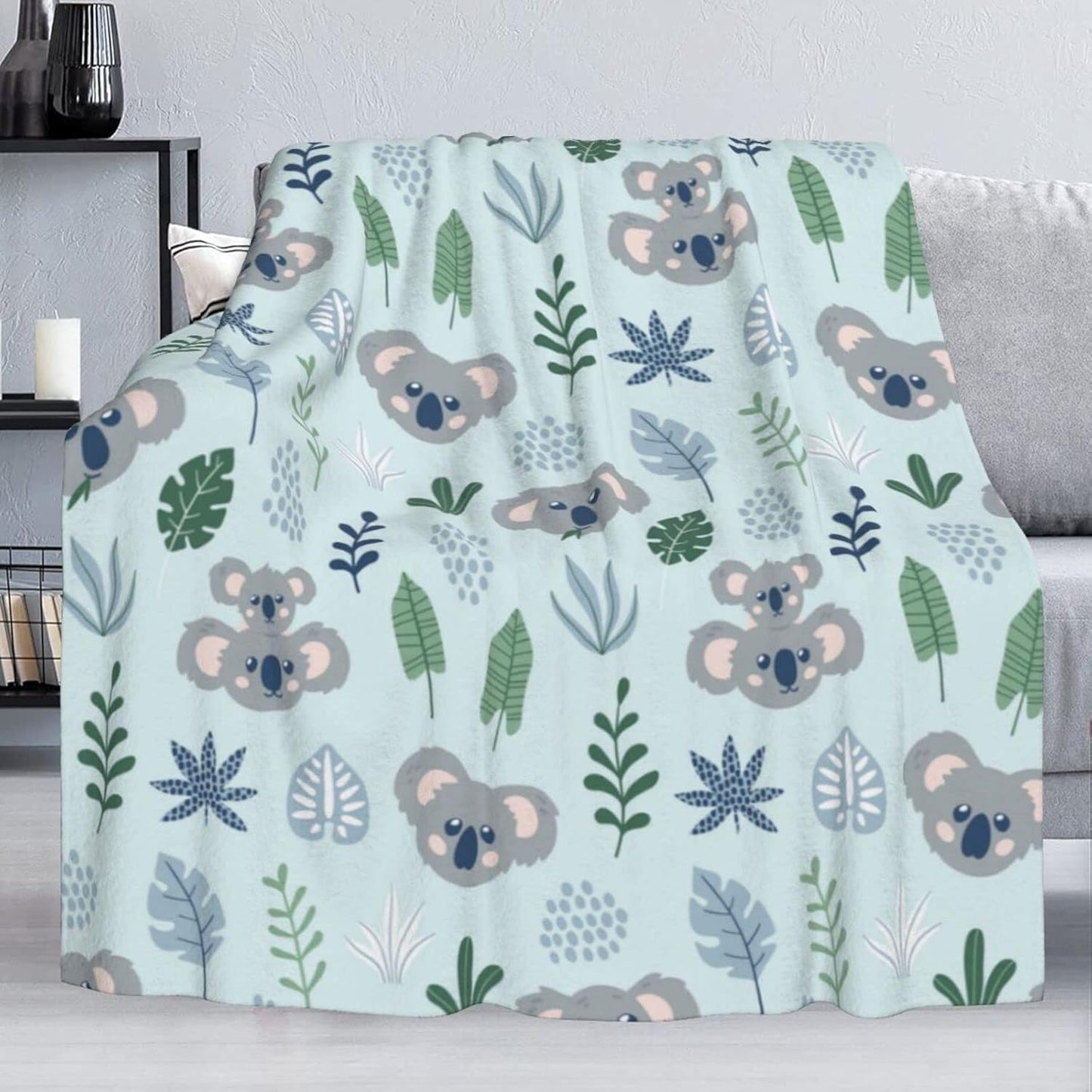 Delerain Cute Koalas Soft Throw Blanket | 40"x50" Lightweight Flannel Fleece Blanket for Couch Bed Sofa