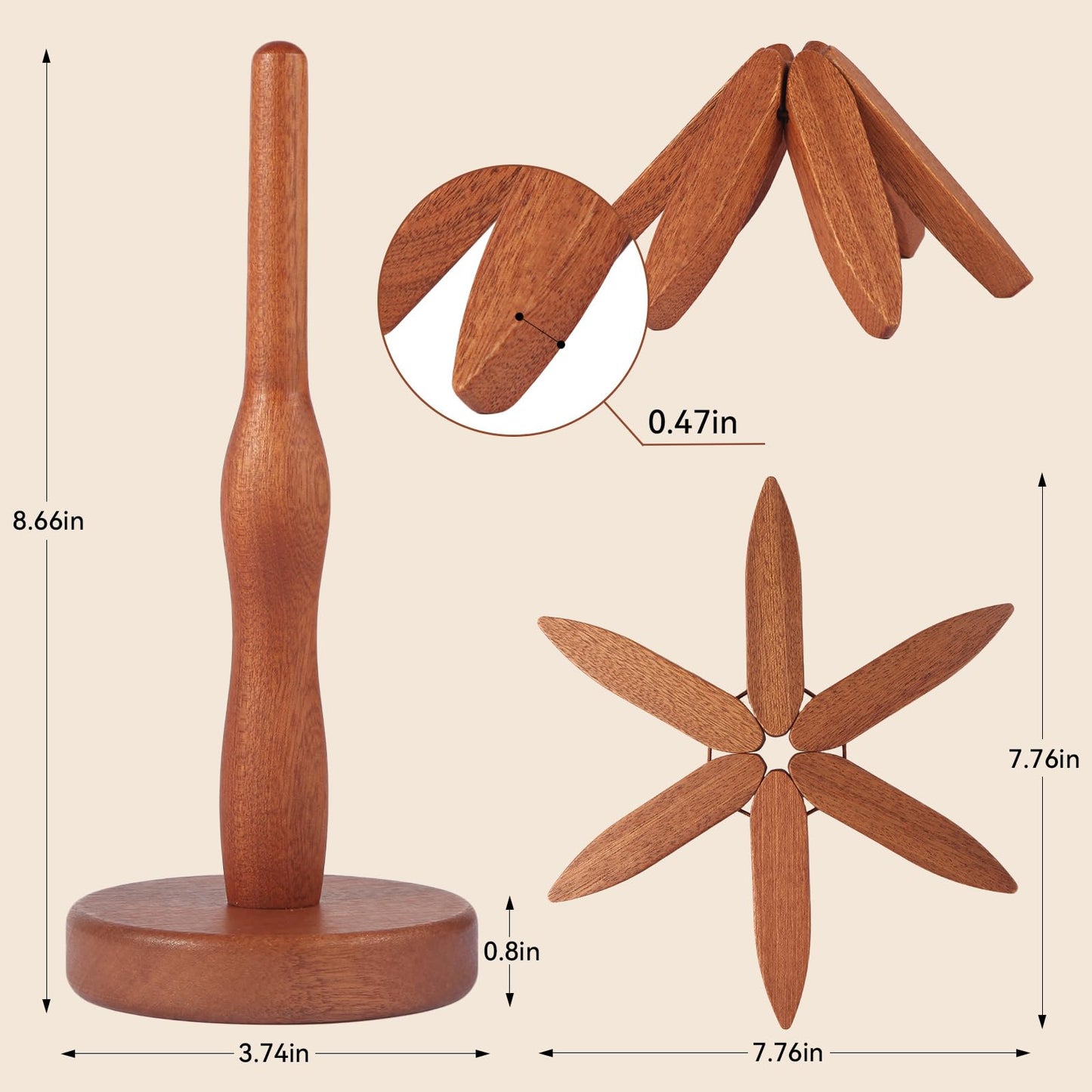 Futighapy Wooden Trivet Set - Perfect Kitchen Gift for Mom, Housewarming & Hostess | 4 Natural Wood Leaf Hot Pads with Decorative Stand | Pot Holders for Hot Dishes, Pans & Teapots