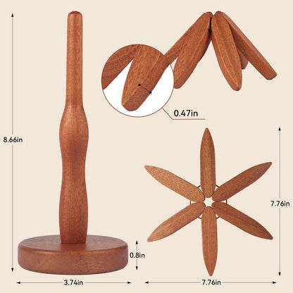 Futighapy Wooden Trivet Set - Perfect Kitchen Gift for Mom, Housewarming & Hostess | 4 Natural Wood Leaf Hot Pads with Decorative Stand | Pot Holders for Hot Dishes, Pans & Teapots