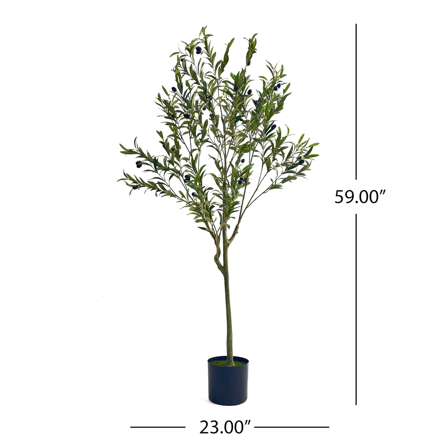 Artificial Olive Tree, Faux Potted Plant with Realistic Leaves and Olives, 59 Inch Tall, Indoor Decor