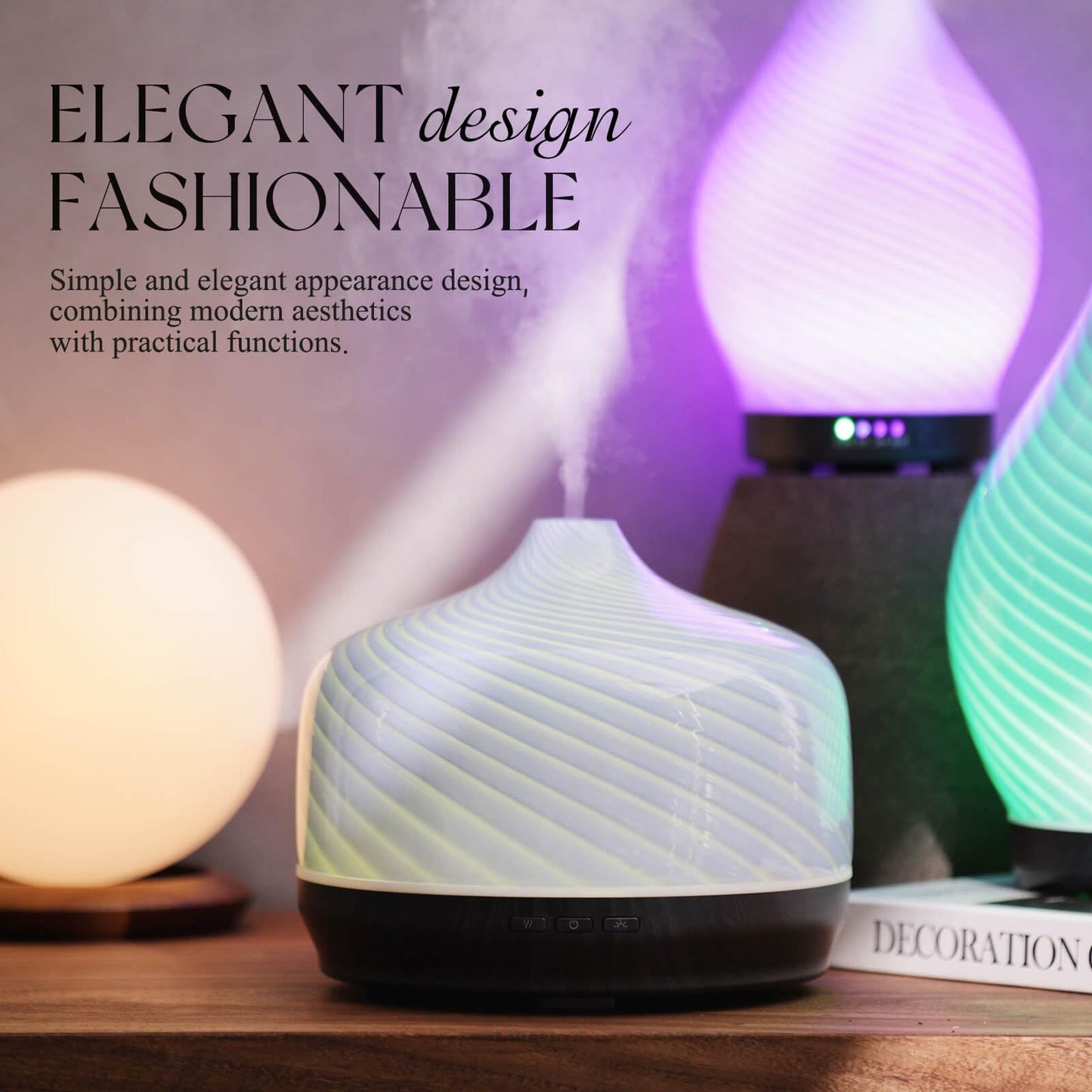 Porseme 500ml Essential Oil Diffuser, Aroma Ultrasonic Humidifier with Remote Control, BPA Free, Auto Shut-Off, Timer Setting for Large Room Sleeping Yoga