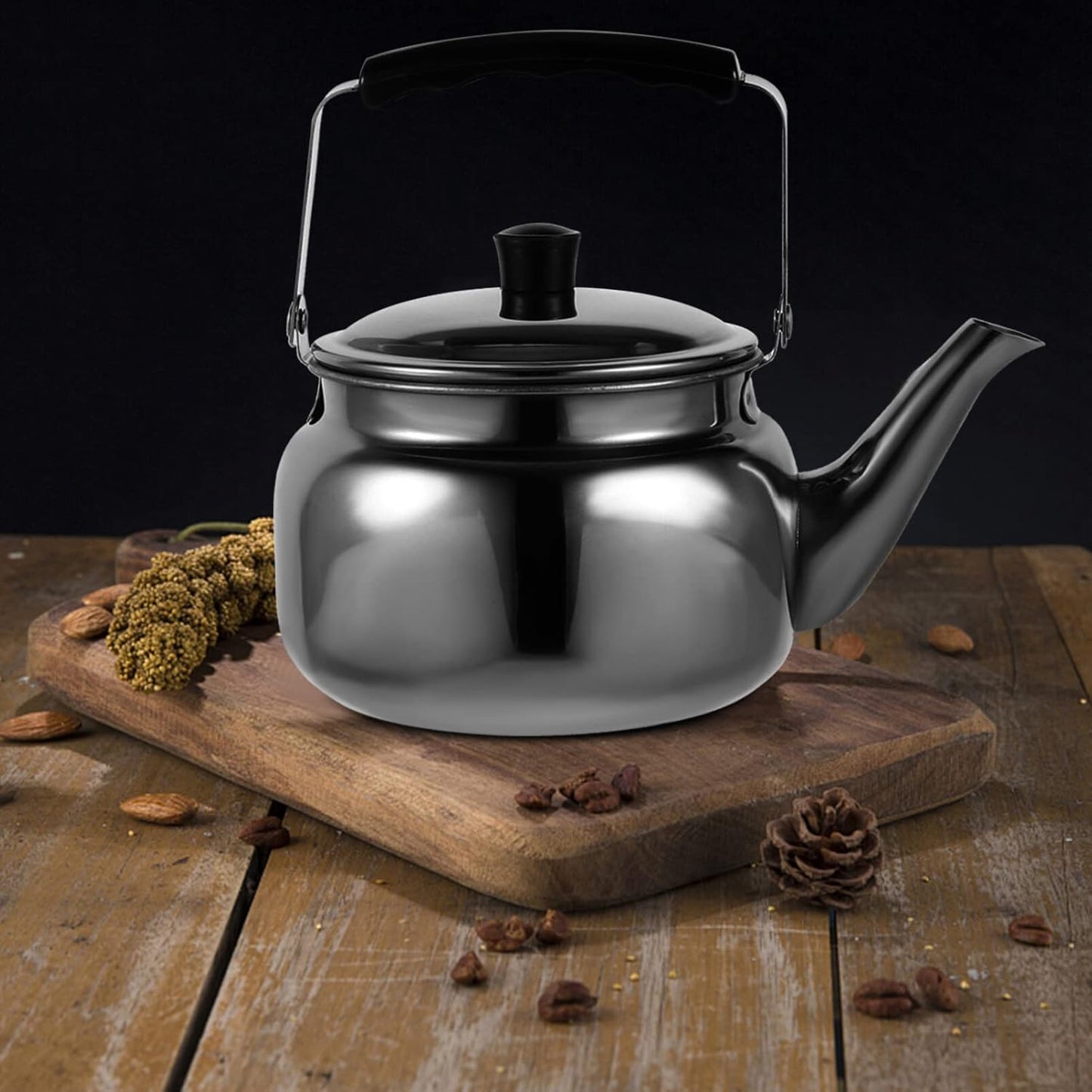 Lurrose 1.5QT Whistling Tea Kettle, Stainless Steel Teakettle with Cool Grip Handle for Stovetop