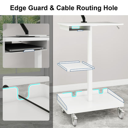 Natwind Mobile Workstation Cart with Monitor Mount,Height Adjustable Rolling Computer Cart, Heavy-Duty Rolling Standing Desk with CPU Holder for Home Office, School,Warehouse, Medical, Workshop