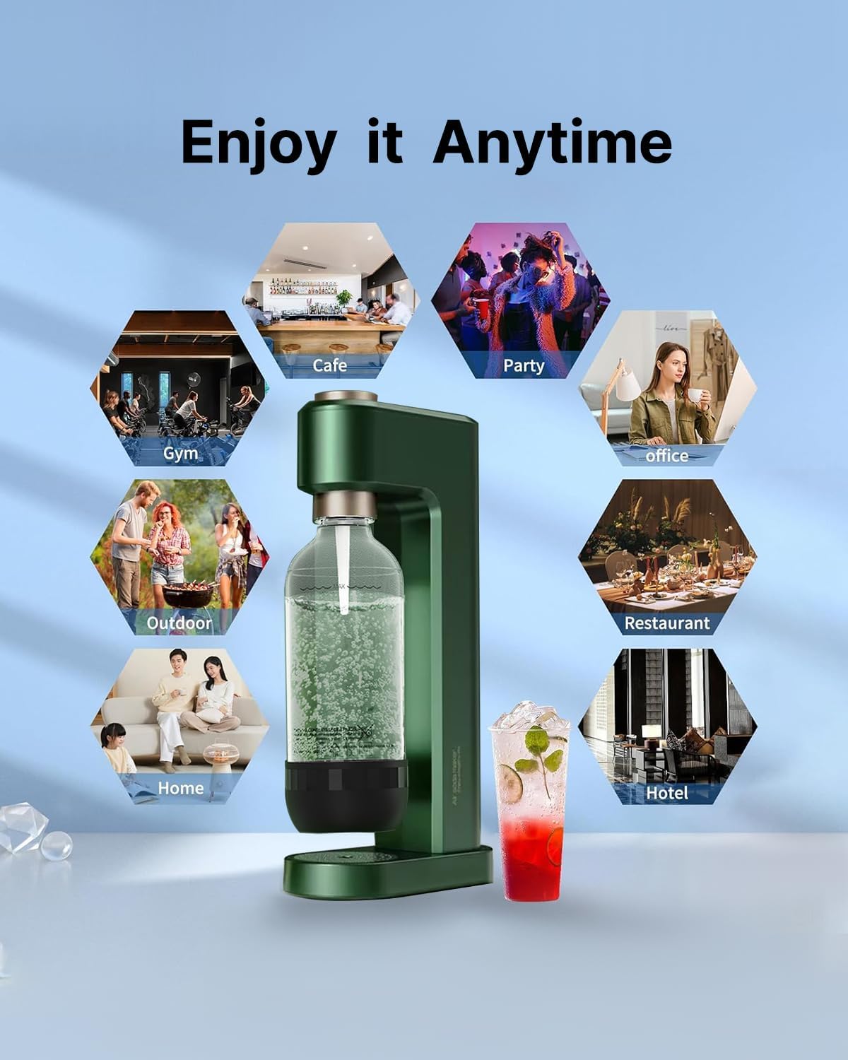 1 2 Pack, (1L) (1L) Soda Maker Bottle, Litre Reusable BPA Free Sparkling Water Bottles, Reusable Carbonating Bottles