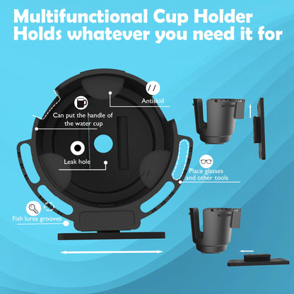EDSRDUX Universal Multi Size Wall Mount Cup Holder with Drainage Holes - Boat RV Shower Beer Can Holder, Silicone Anti-Slip Grip, Adhesive or Screw Install (Black-Large)