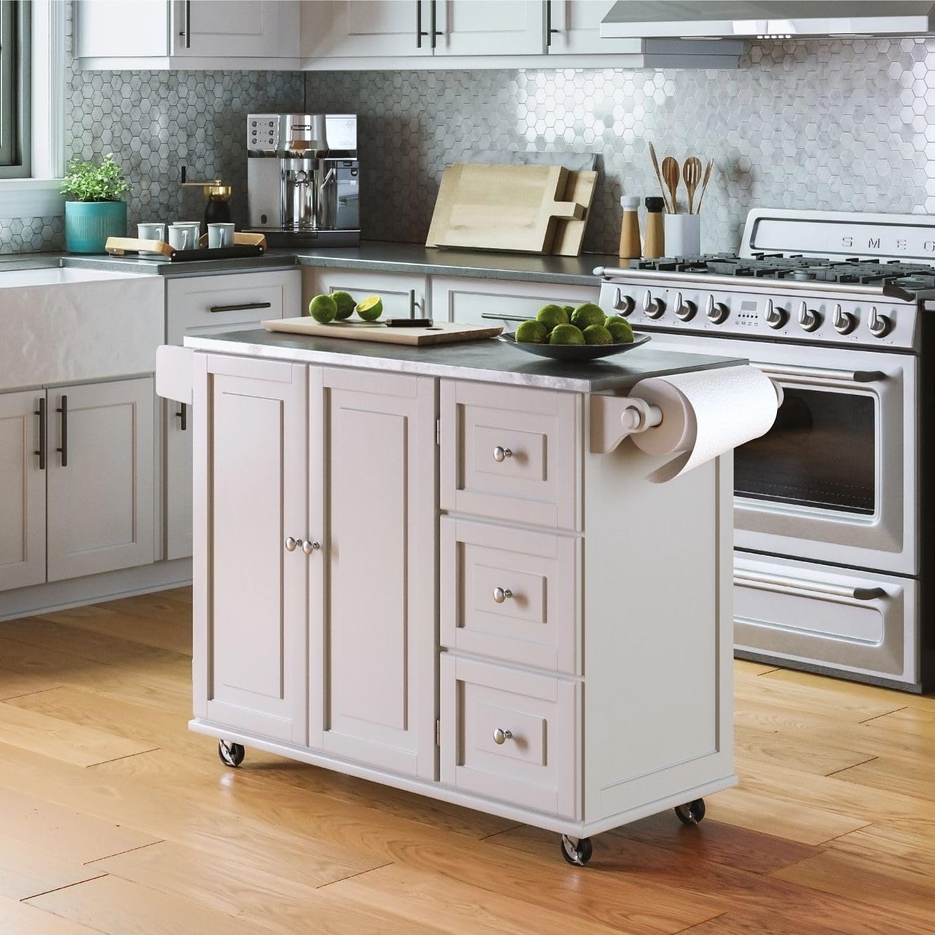 homestyles Dolly Madison Off-White Kitchen Cart
