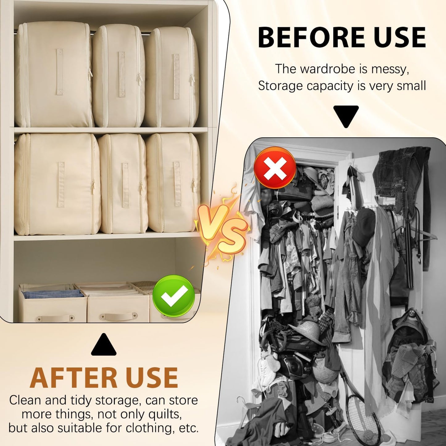 Ultra Space-Saving Self-Compression Organizer, Large Storage Tote for Clothes Compression and Moving Bedding