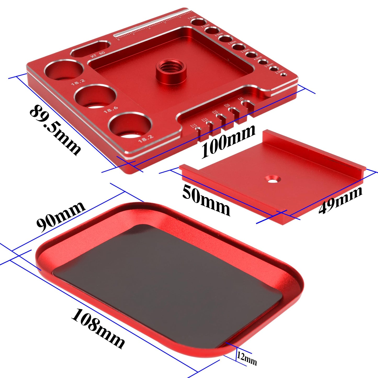 Vgoohobby RC Car Work Stand 360 Degree Rotation Repair Workstation Stand Kit Compatible with Traxxas TRX4M Axial SCX24 FMS FCX24 Wltoys 1/18 1/24 Scale RC Car (Red)