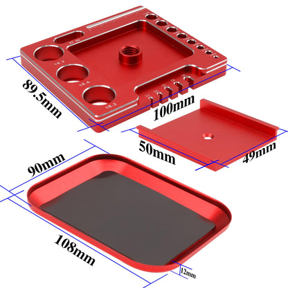 Vgoohobby RC Car Work Stand 360 Degree Rotation Repair Workstation Stand Kit Compatible with Traxxas TRX4M Axial SCX24 FMS FCX24 Wltoys 1/18 1/24 Scale RC Car (Red)