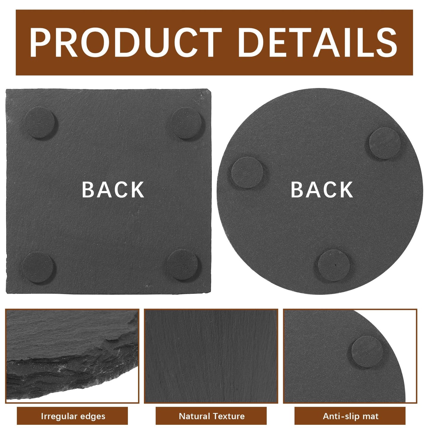 72 Pcs Slate Coasters for Laser Engraving Blanks Slate Coasters Bulk for Engraving Black 4 Inch Blank Laser Engraving, Hand Painted, Scratch Resistant Bottom 18Square+18Round+18Heart+18Hexagon