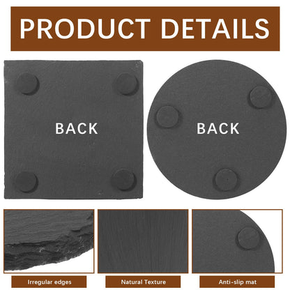 72 Pcs Slate Coasters for Laser Engraving Blanks Slate Coasters Bulk for Engraving Black 4 Inch Blank Laser Engraving, Hand Painted, Scratch Resistant Bottom 18Square+18Round+18Heart+18Hexagon