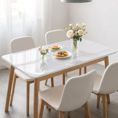 12 14 Inch, 1.4mm Clear Table Protector x Thick Waterproof PVC Plastic Table Cover, Durable Table Pad for Dining Room