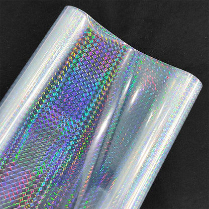 Iridescent Clear Film Laser Mirror Rainbow Transparent PVC Waterproof Vinyl Material for Bows Jewlery Bags Making DIY Crafts (Gem Patterns-A)