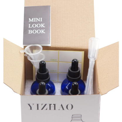 YIZHAO Amber Glass Dropper Bottle 4oz, Tincture Bottles with Glass Dropper, for Essential Oils, Aromatherapy, Cosmetic, Laboratory, Pharmacy, Liquids, Travel –4 Pcs