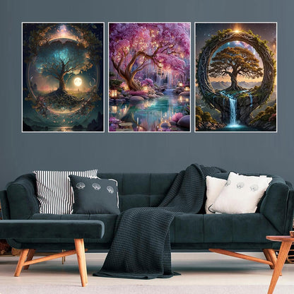 Xylogist 3 Packs Tree of Life Diamond Art Kits for Adults, Tree of Life Diamond Painting for Beginners, 5D DIY Full Drill Diamonds Gem Craft Art Home Wall Decor 12x16 Inch