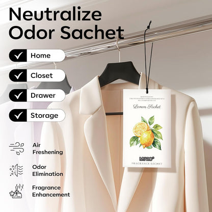12 Packs Closet MYARO Lemon Scented Sachets for Drawer Bathroom Odor Eliminator - Fresh Home Fragrance Car Air Frehener