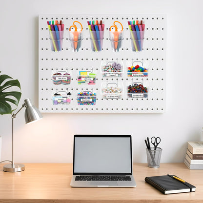 20 Pcs Pegboard Organizer Accessories Clear Peg Board Bins and Cups with Hooks and Loops Kit Pegboard Baskets Set for Craft Room Garage Workshop Workbench Office