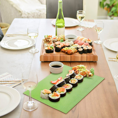 Hoolerry 3 Pieces Kitchen Sushi Rolling Mat Non Stick Japanese Plastic Sushi Plates Making Kit Rolling Maker Homemade for Kitchen Home Cooking DIY(Green)